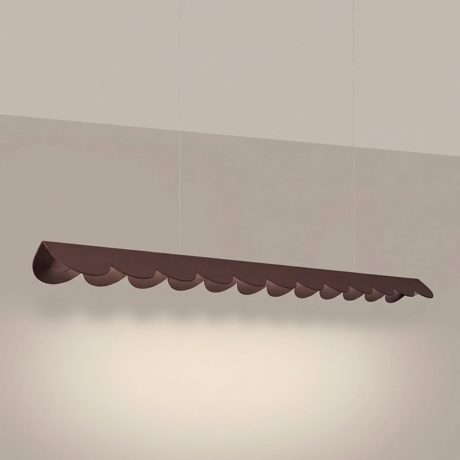 Pakabinamas šviestuvas 131 cm – banguota linija, rudas, LED 3000K