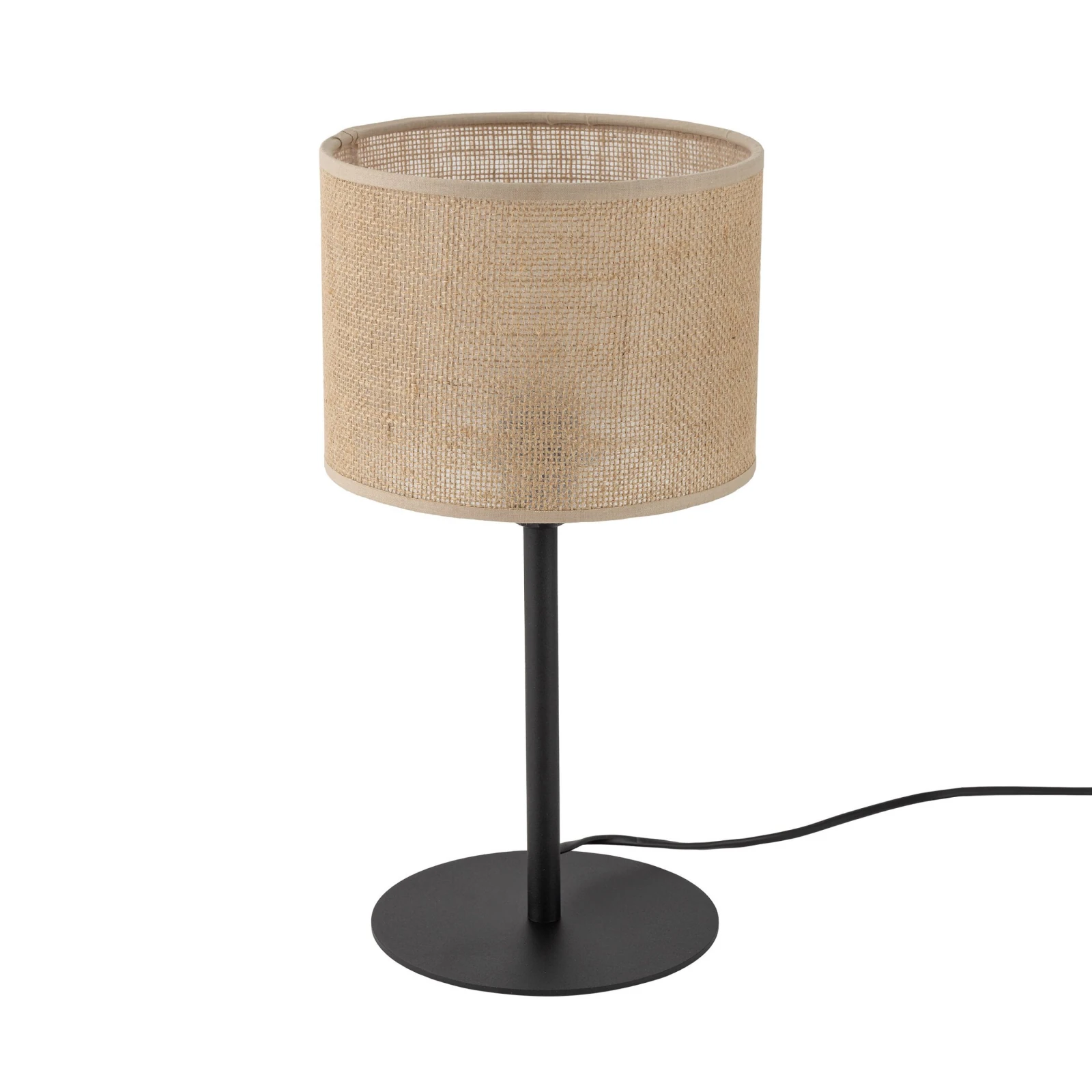 JUTA table lamp 1xE27 – natural fibre-look shade, black frame