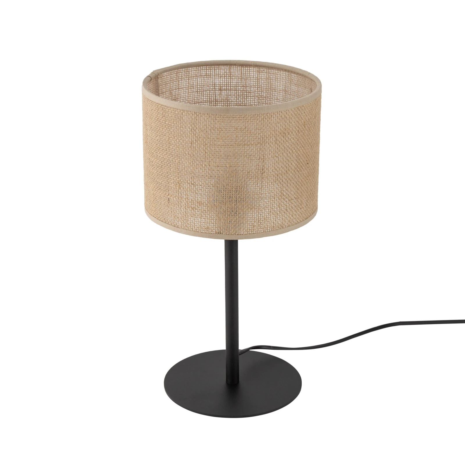 JUTA table lamp 1xE27 – natural fibre-look shade, black frame