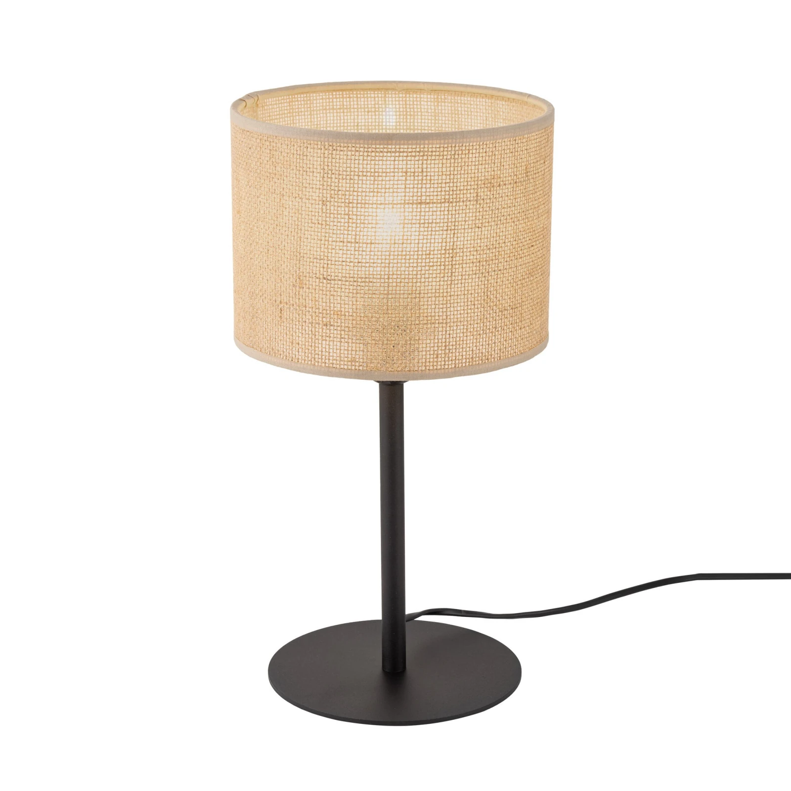 JUTA table lamp 1xE27 – natural fibre-look shade, black frame