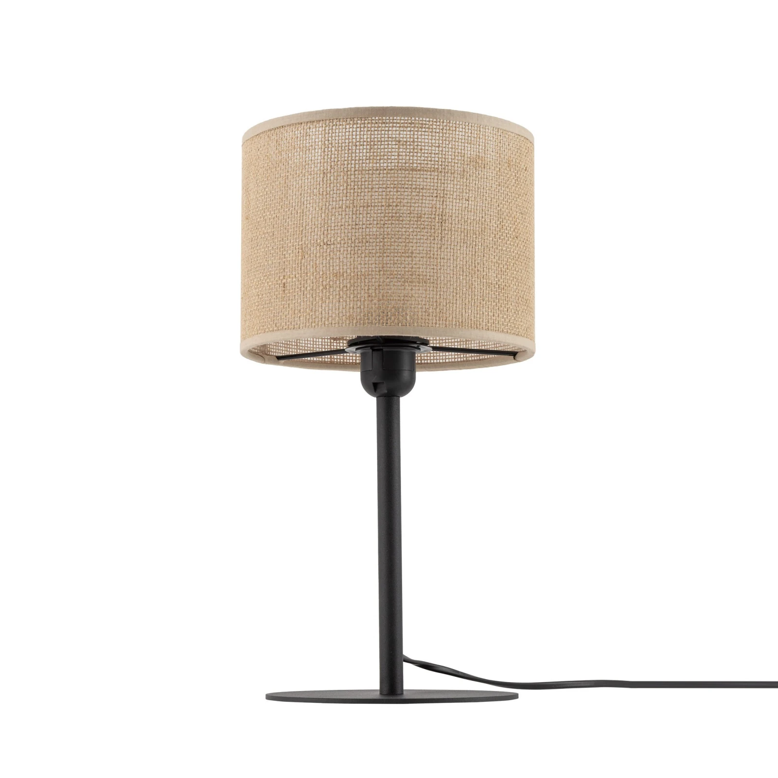 JUTA table lamp 1xE27 – natural fibre-look shade, black frame