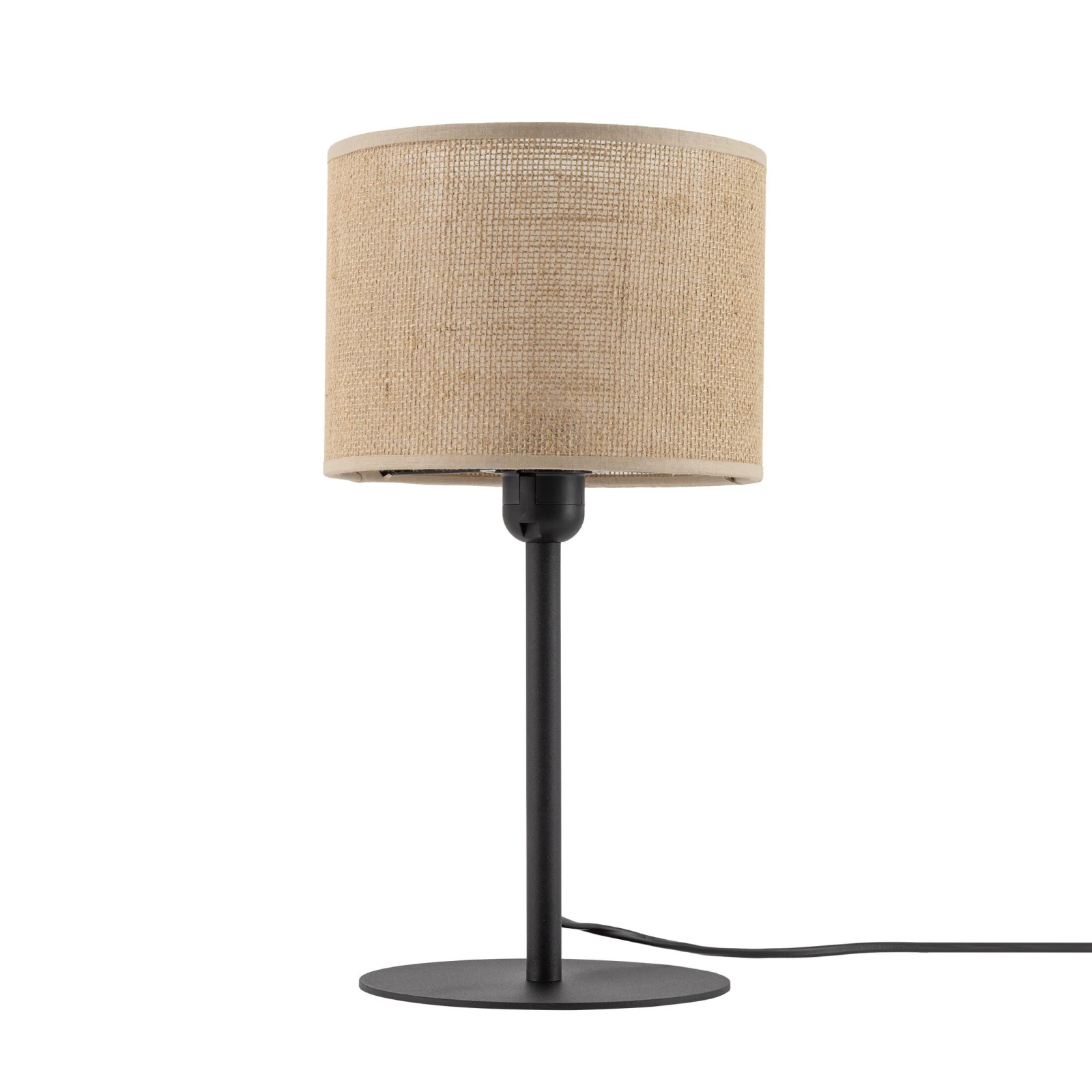 JUTA table lamp 1xE27 – natural fibre-look shade, black frame