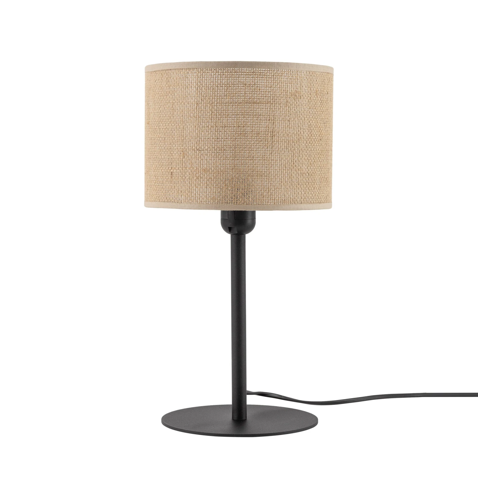 JUTA table lamp 1xE27 – natural fibre-look shade, black frame