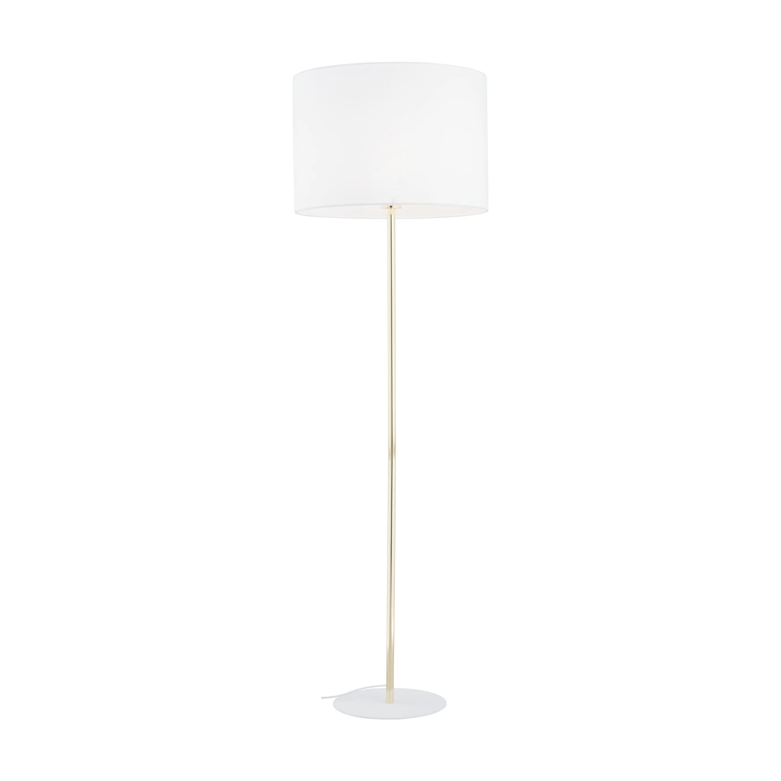Floor lamp 15 W – cylinder shade, white and gold, E27