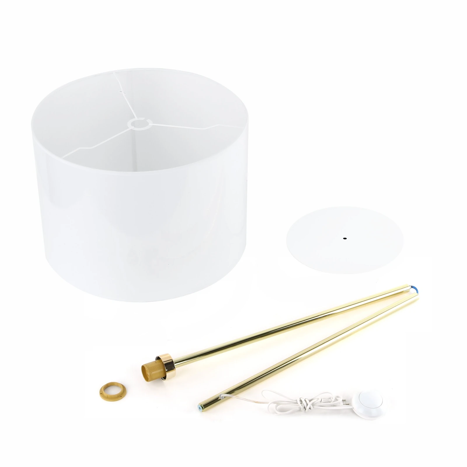 Floor lamp 15 W – cylinder shade, white and gold, E27