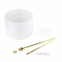 Floor lamp 15 W – cylinder shade, white and gold, E27 - Image 6