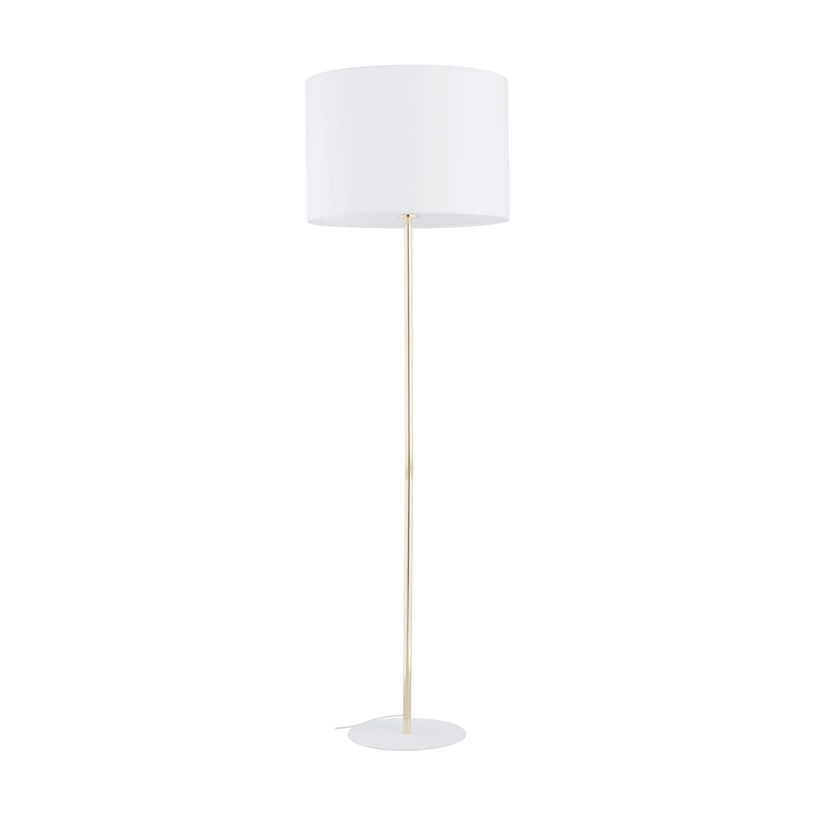 Floor lamp 15 W – cylinder shade, white and gold, E27