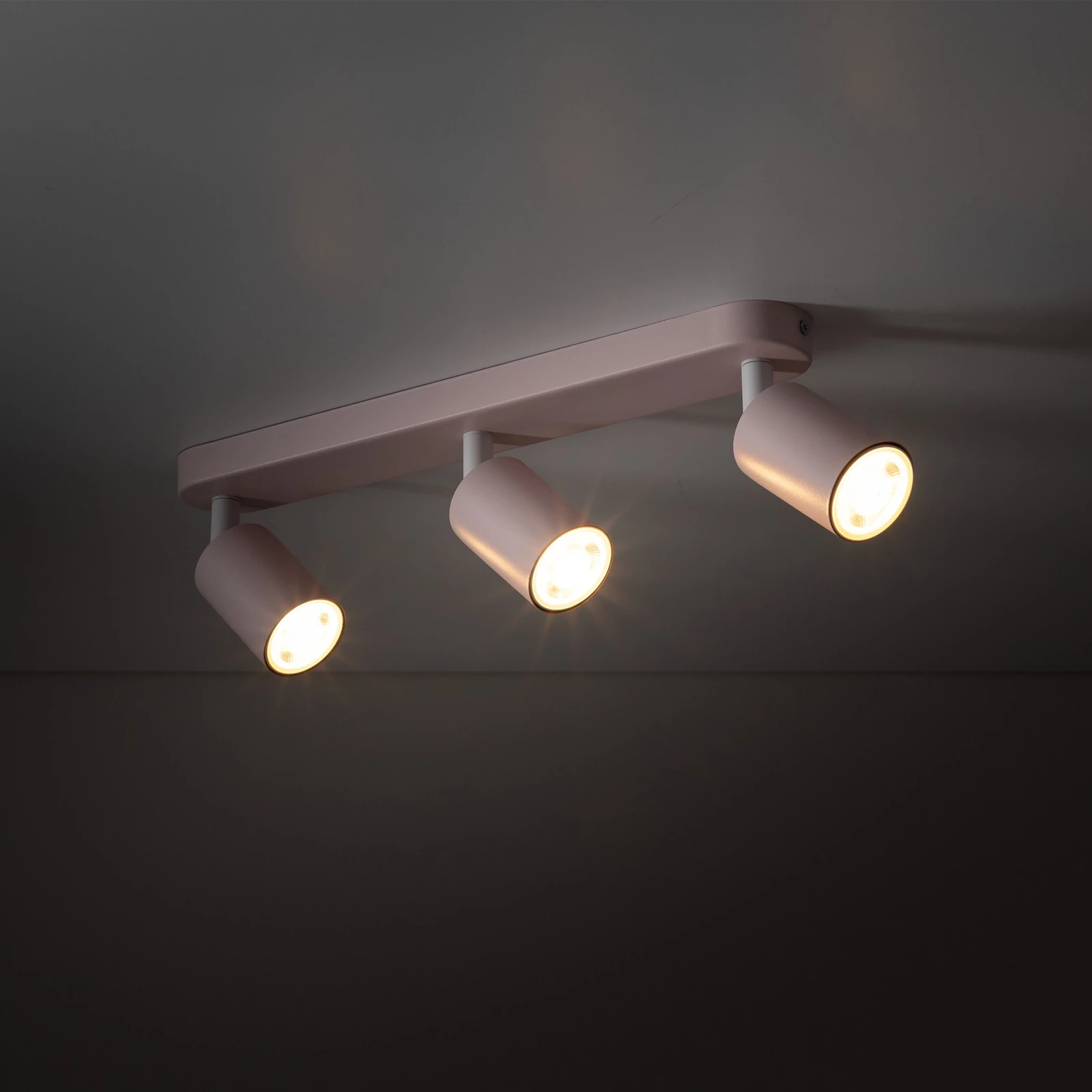 LIVIA ceiling light 3 x GU10 – pink, adjustable spotlights