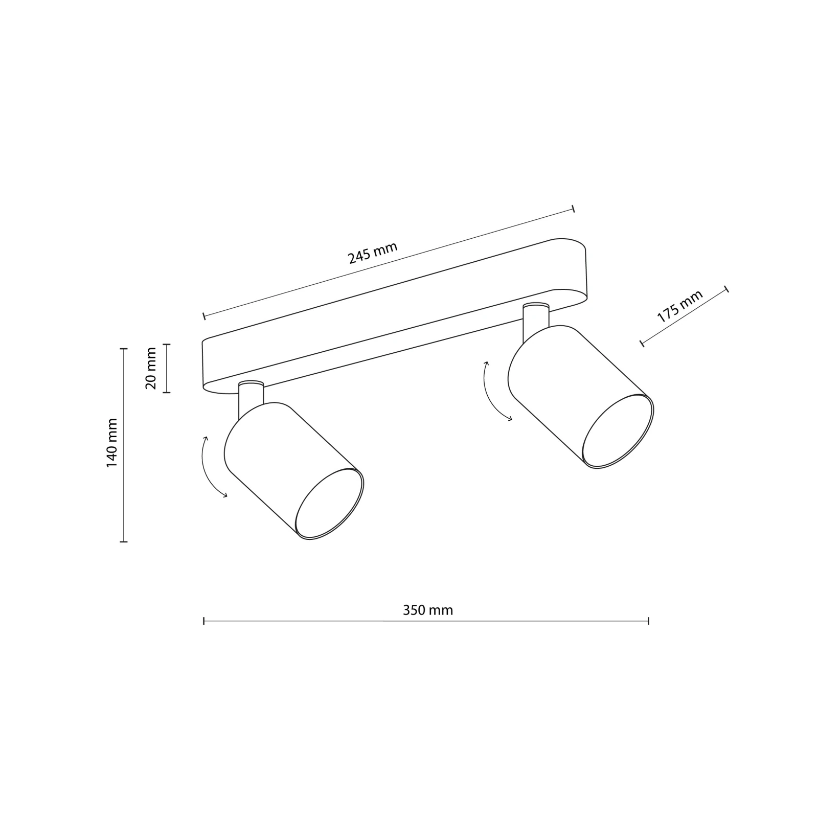 LIVIA 2xGU10 ceiling light – mint, adjustable spotlights