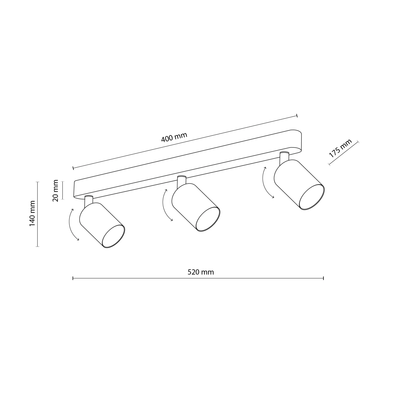 LIVIA ceiling light 3xGU10 – adjustable, grey finish