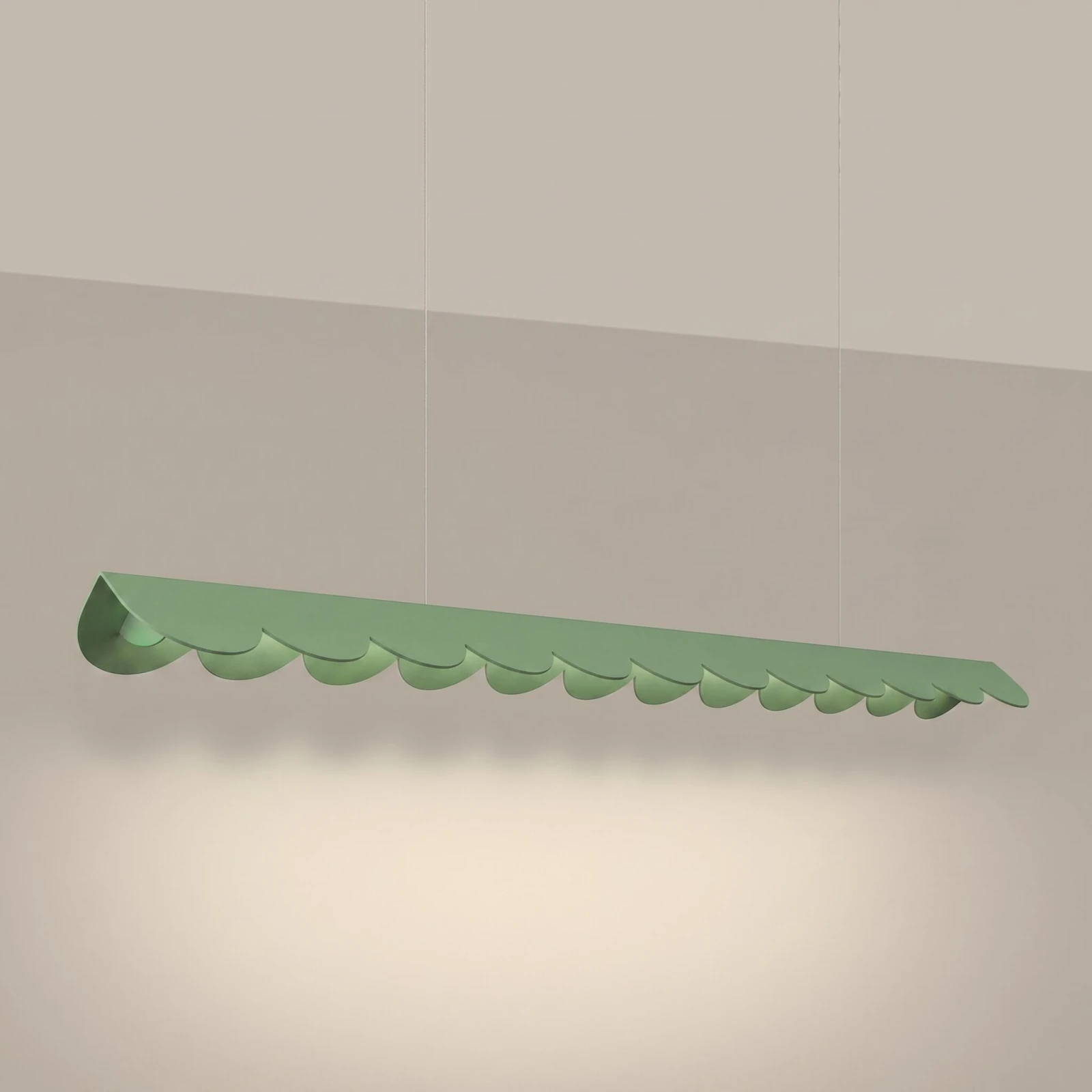 Pendant LED lamp 131 cm – scalloped, sage, CRI93