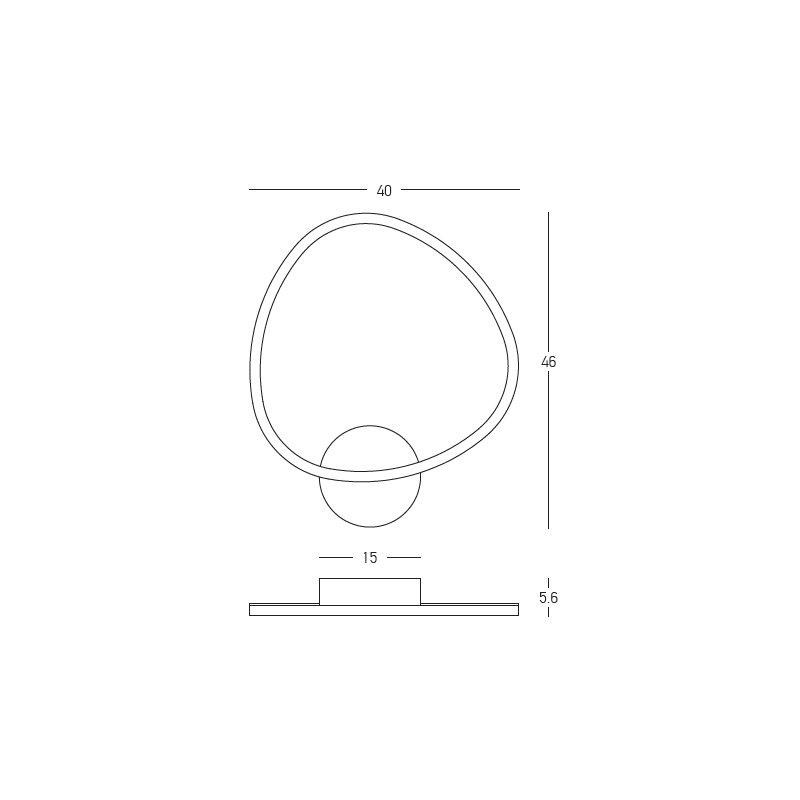 Sieninis LED šviestuvas 26W 3000K – organinė forma, juodas matinis, dimeriuojamas (TRIAC)