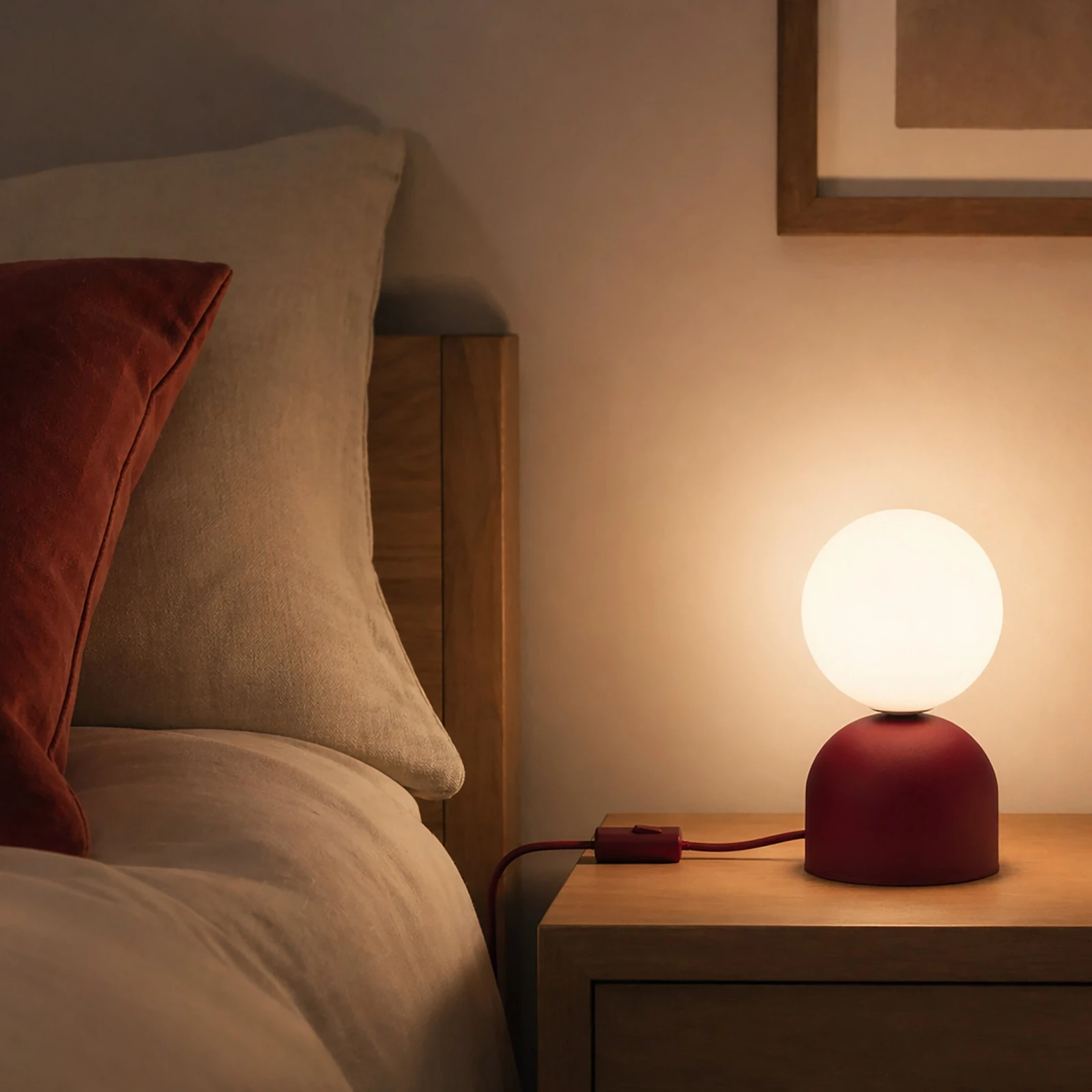 MIKI BURGUND LAMPKA NOCNA 1XG9