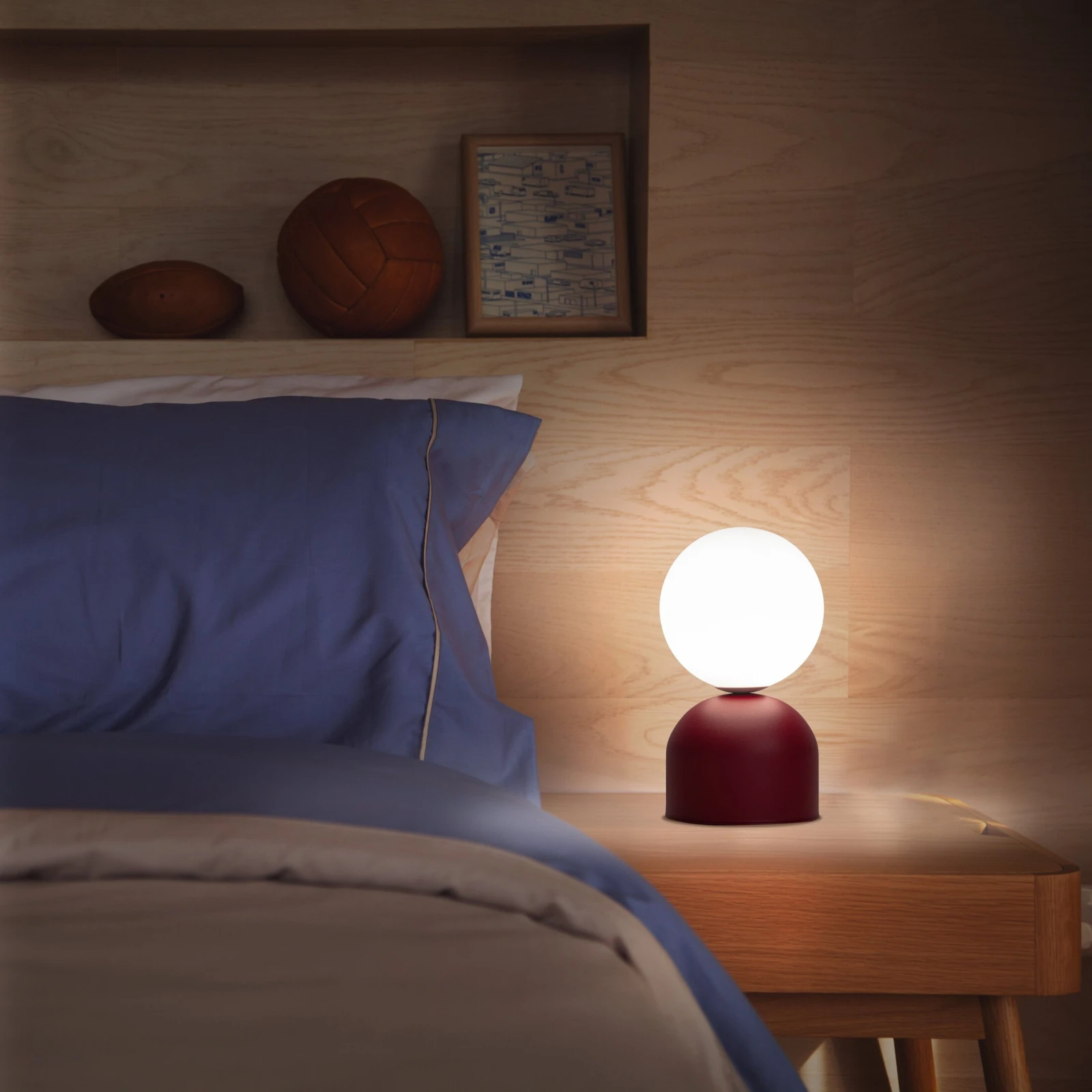 MIKI BURGUND LAMPKA NOCNA 1XG9