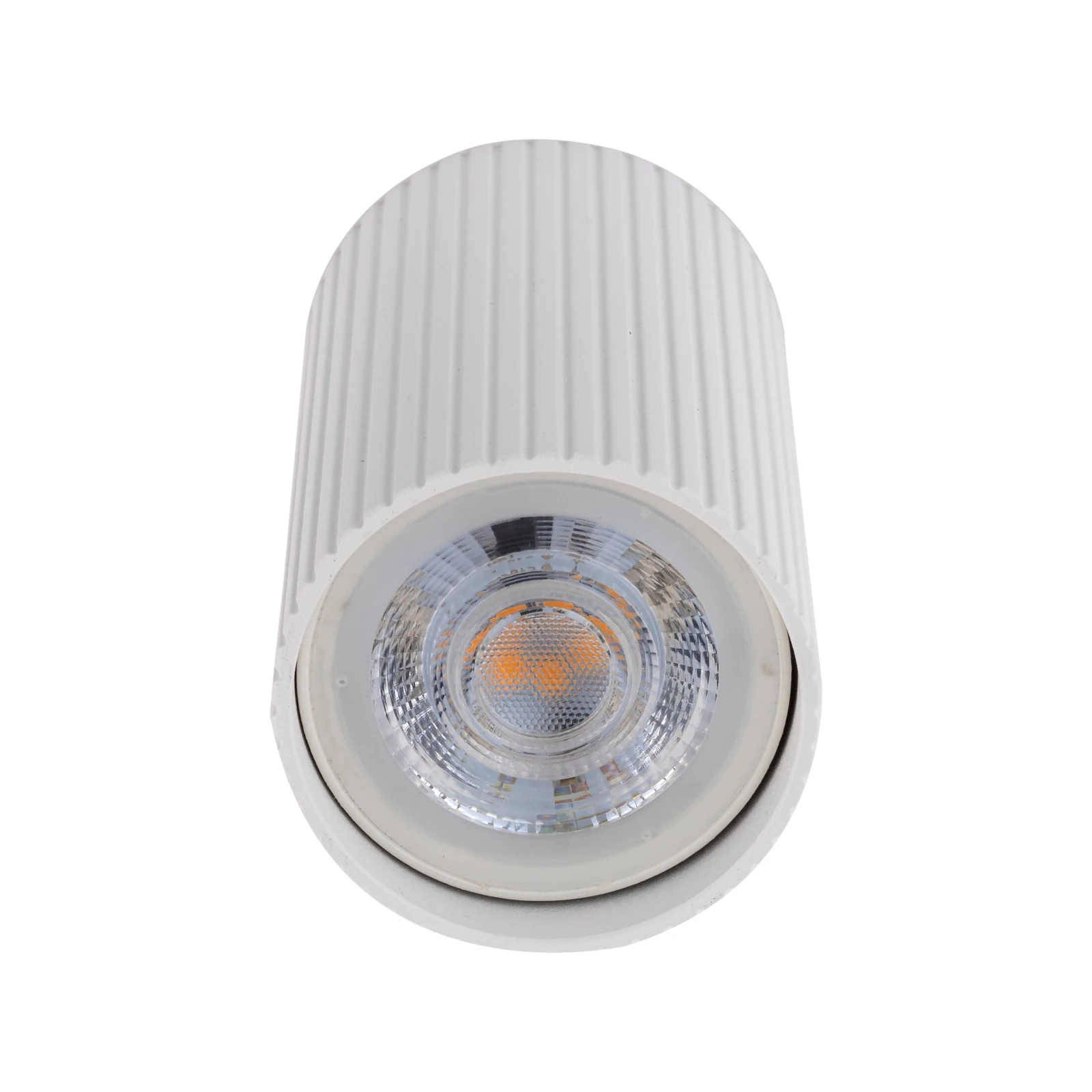 TUNE S ceiling light – white ribbed cylinder, GU10