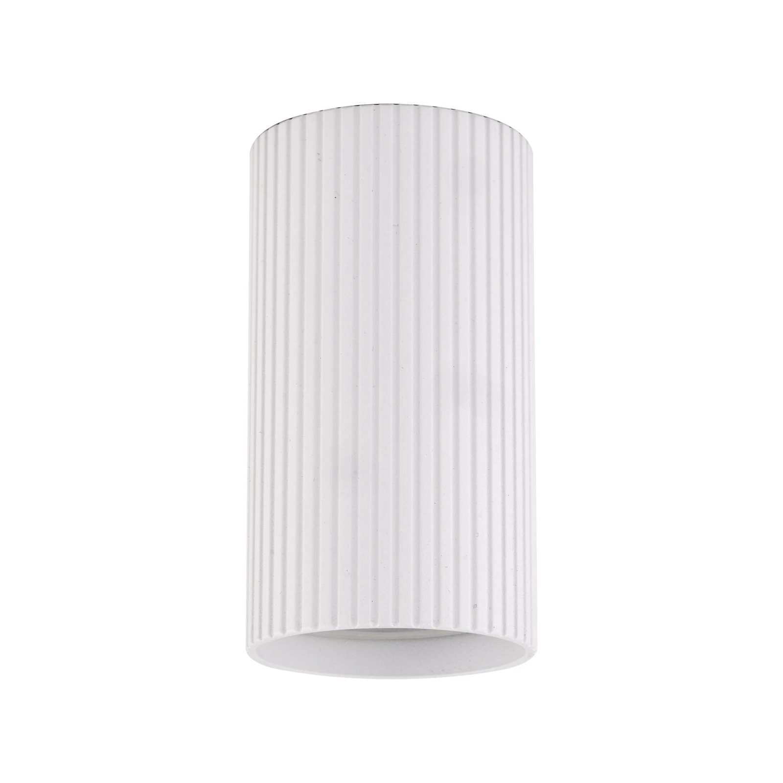 TUNE S ceiling light – white ribbed cylinder, GU10