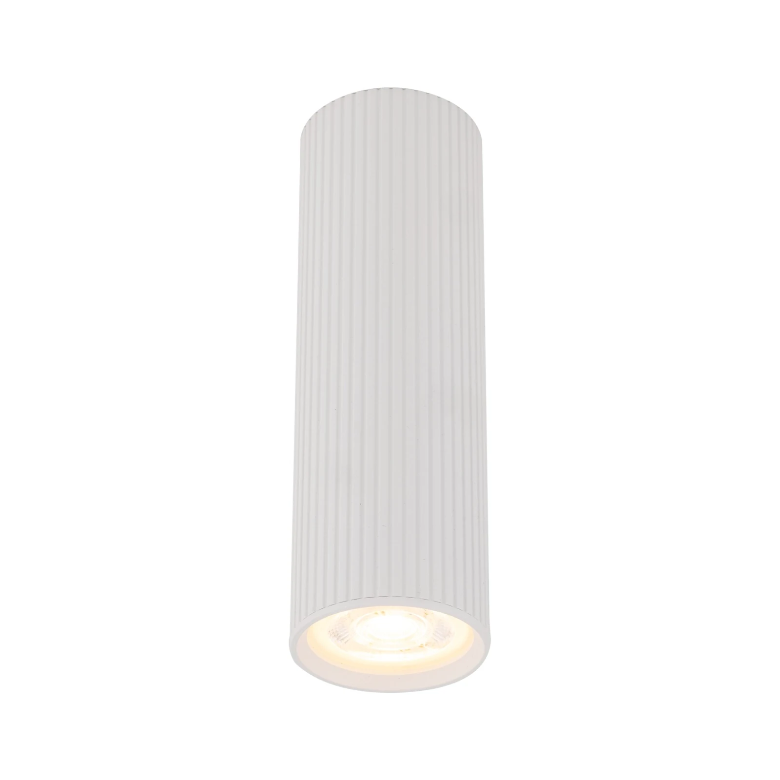 TUNE M ceiling light – white ribbed cylinder, GU10
