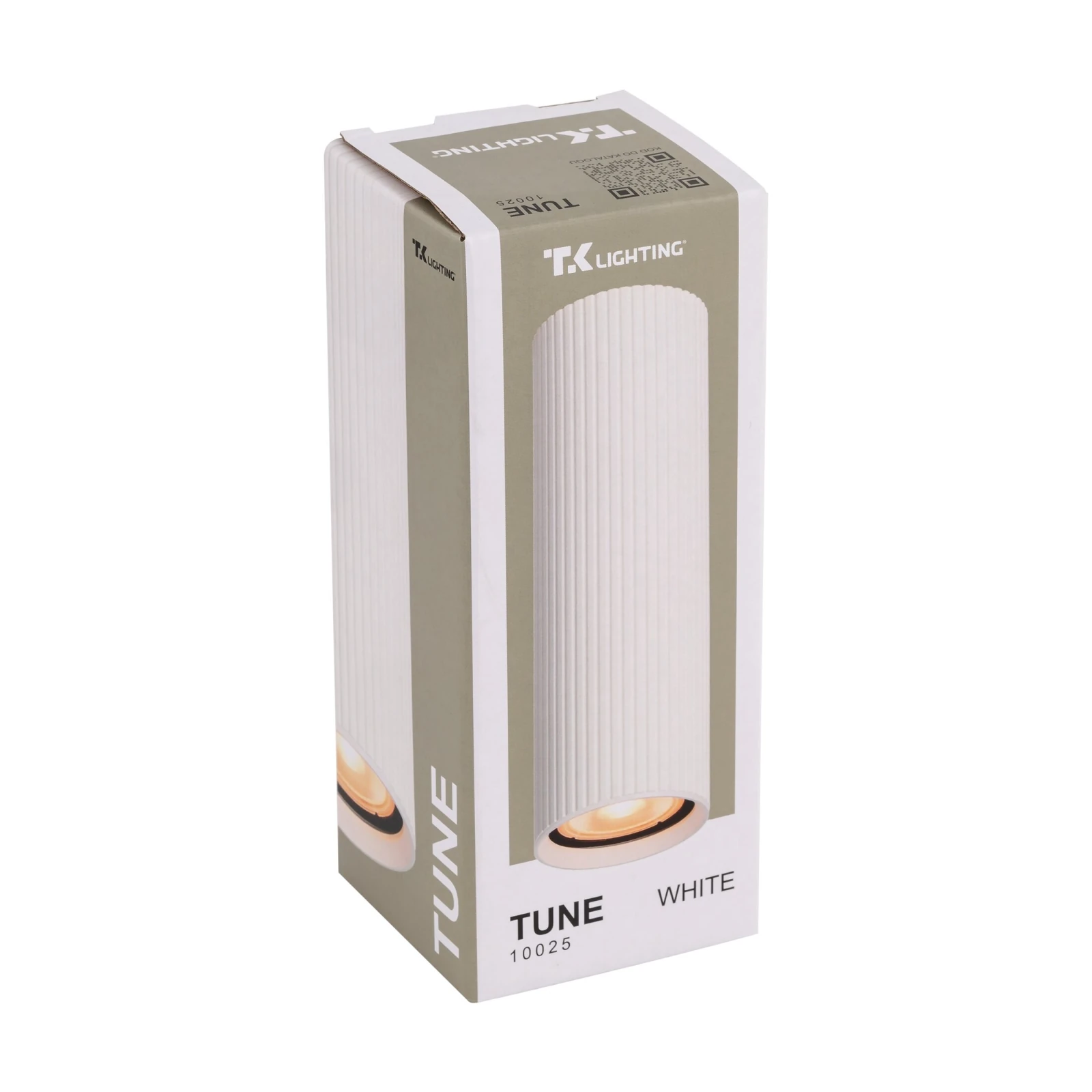 TUNE M ceiling light – white ribbed cylinder, GU10