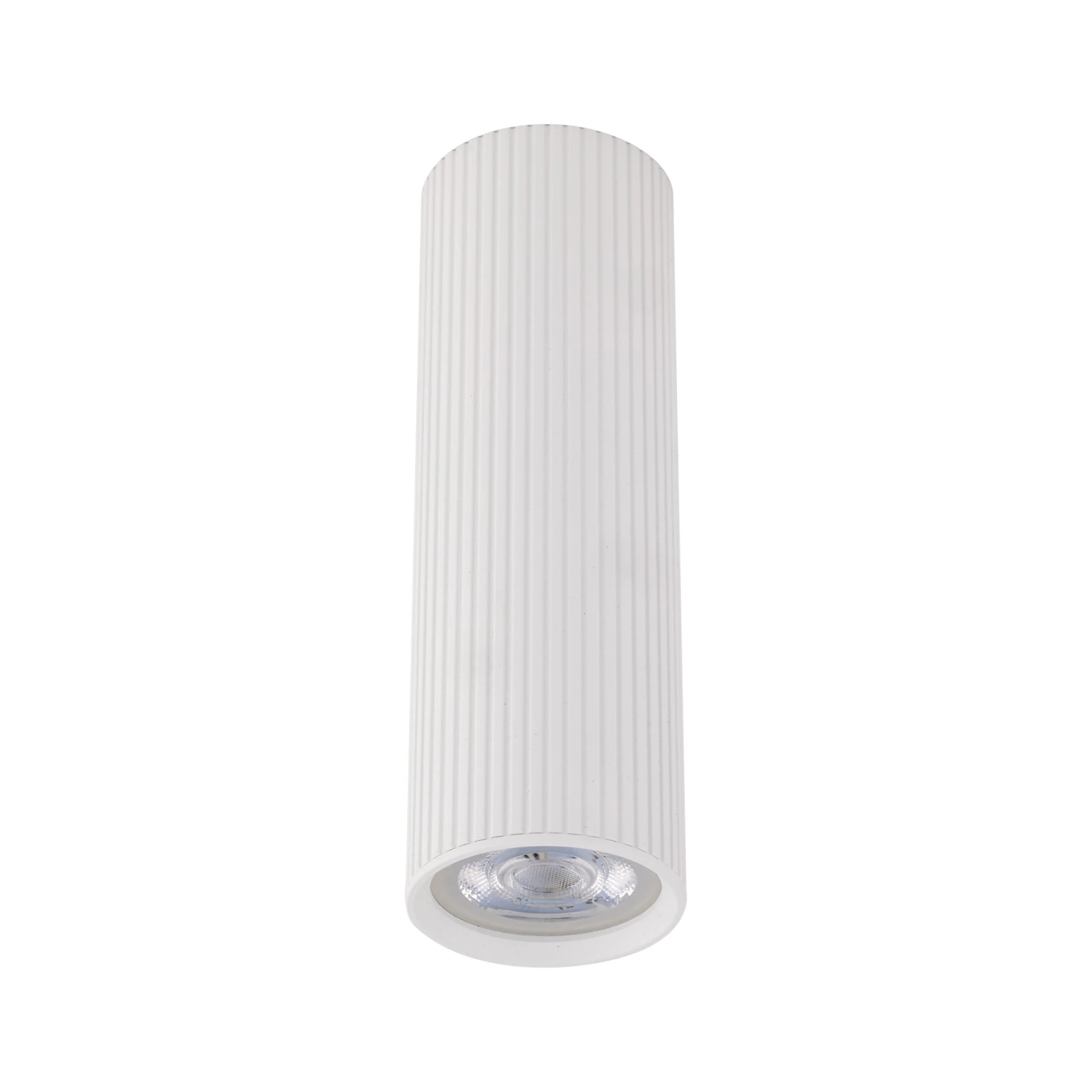 TUNE M ceiling light – white ribbed cylinder, GU10