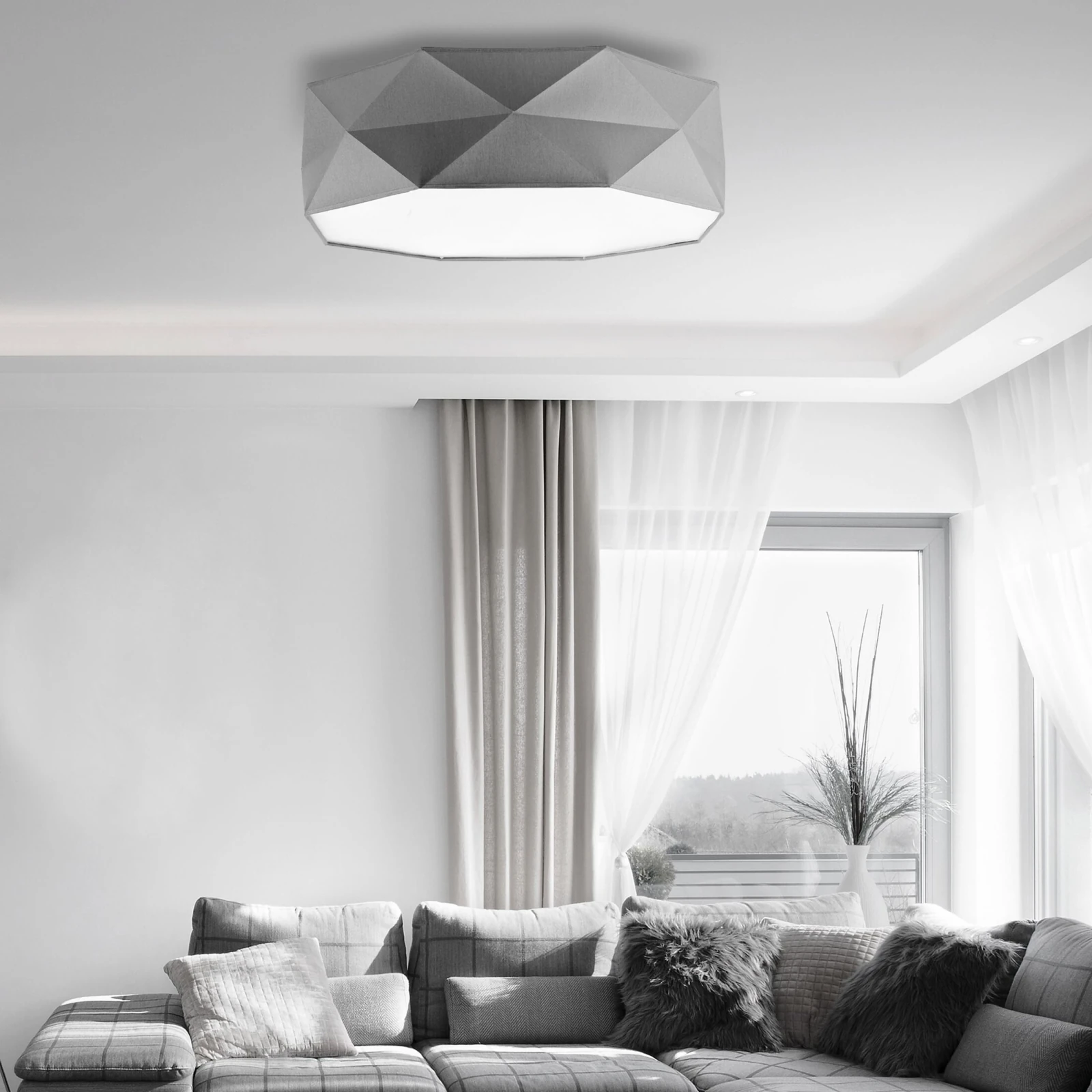 KANTOOR ceiling light 4xE27 – grey, geometric shades