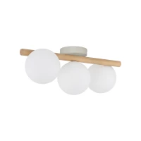 ESTERA Wood ceiling light 3-light – white, natural accent - Image 3