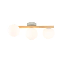 ESTERA Wood ceiling light 3-light – white, natural accent - Image 4