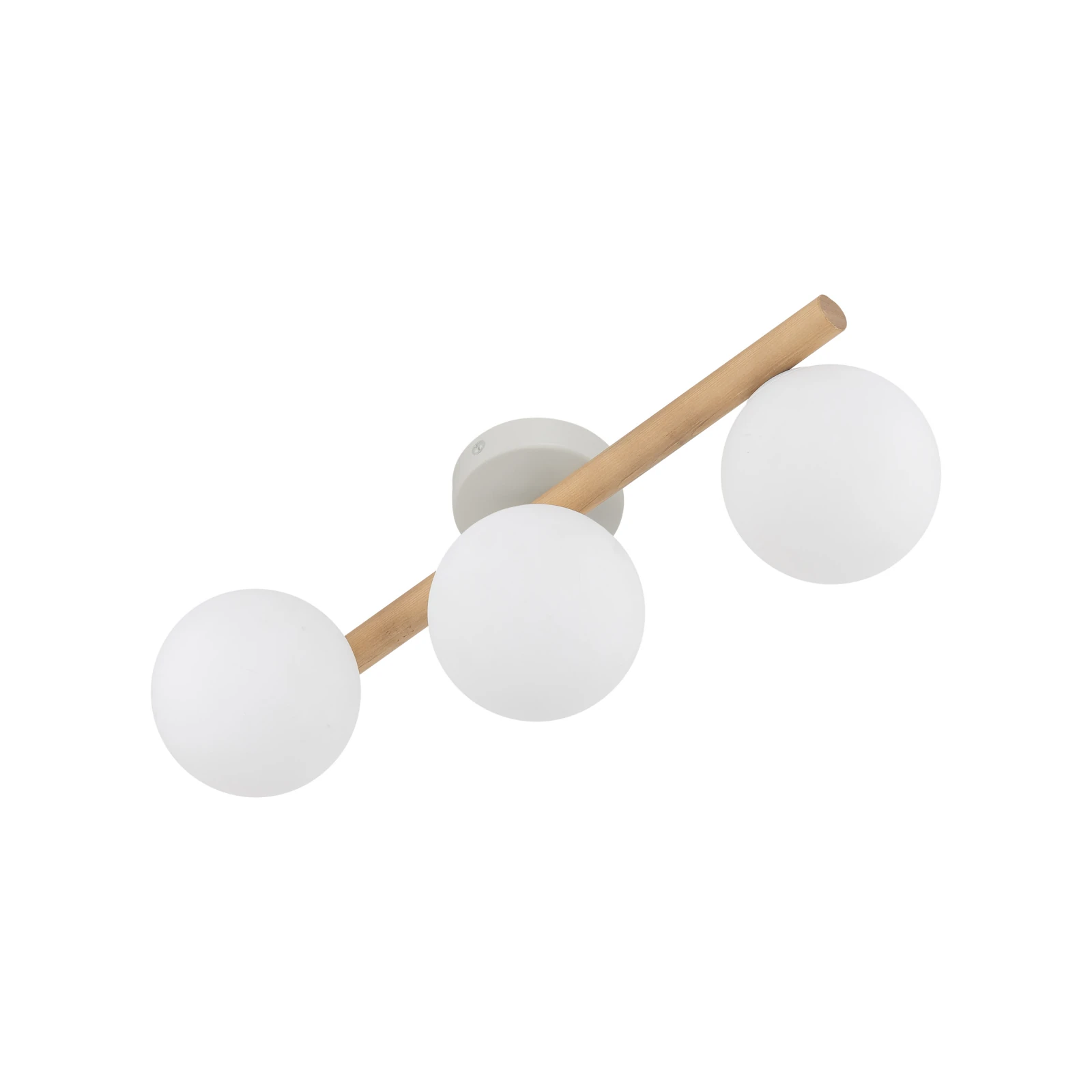 ESTERA Wood ceiling light 3-light – white, natural accent