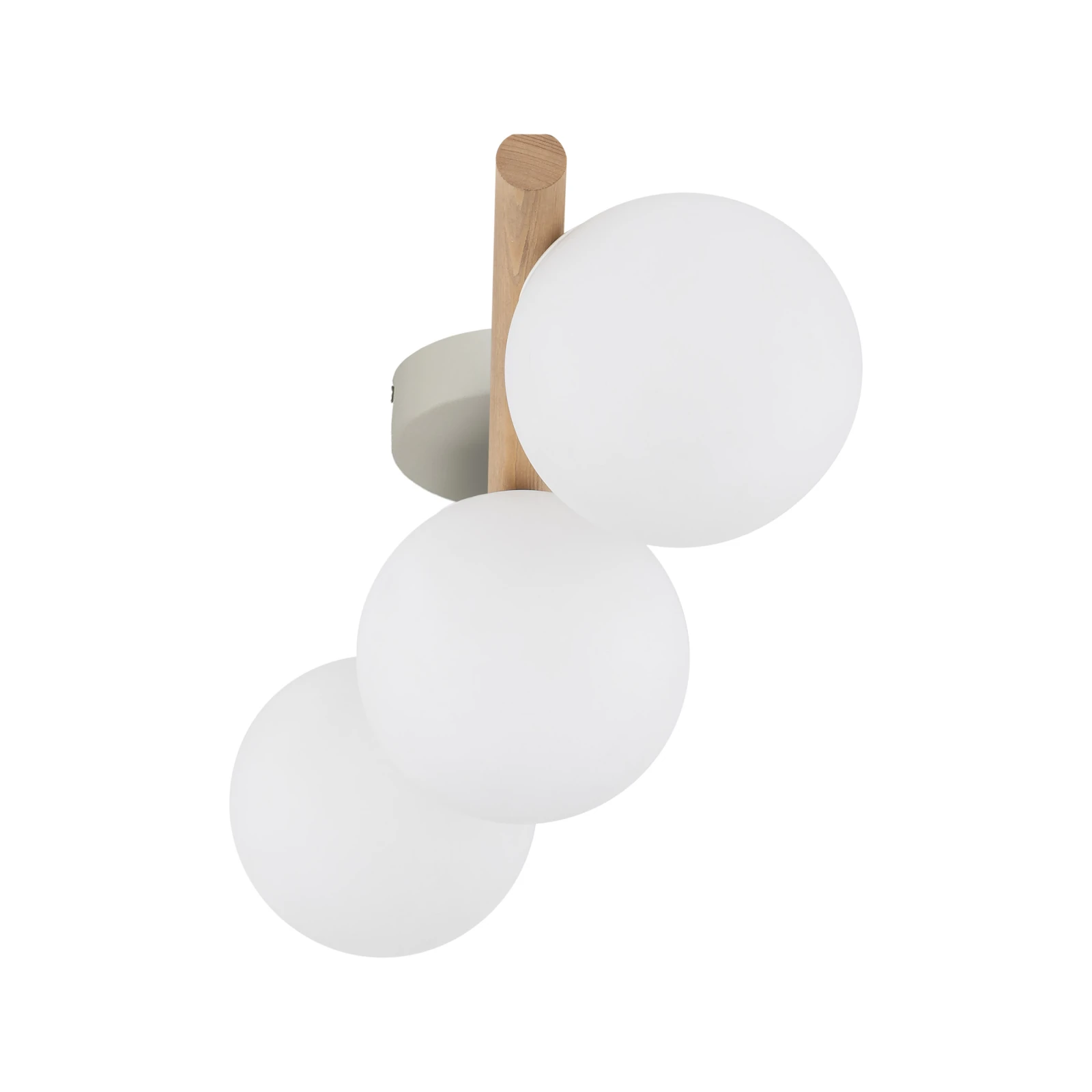 ESTERA Wood ceiling light 3-light – white, natural accent