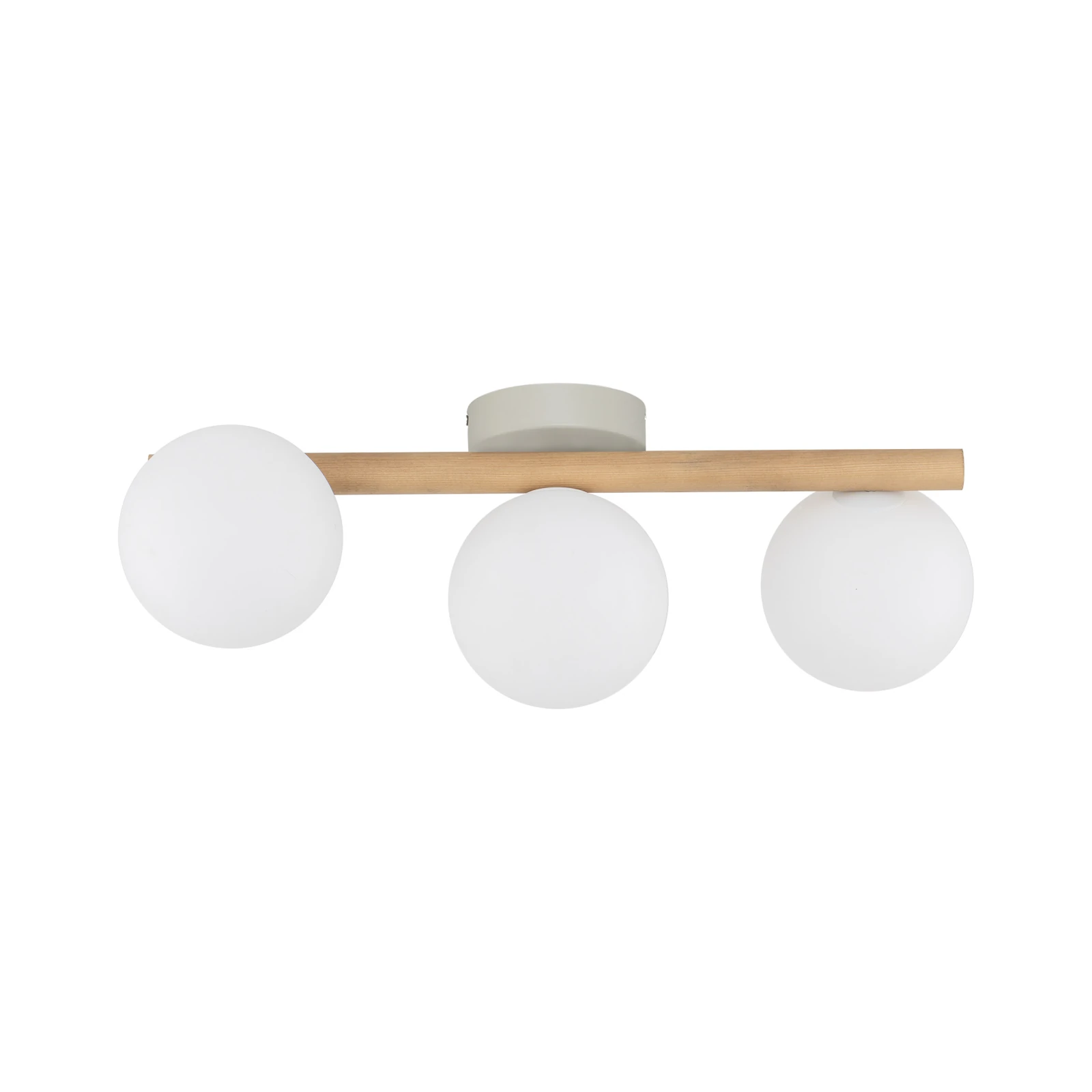 ESTERA Wood ceiling light 3-light – white, natural accent