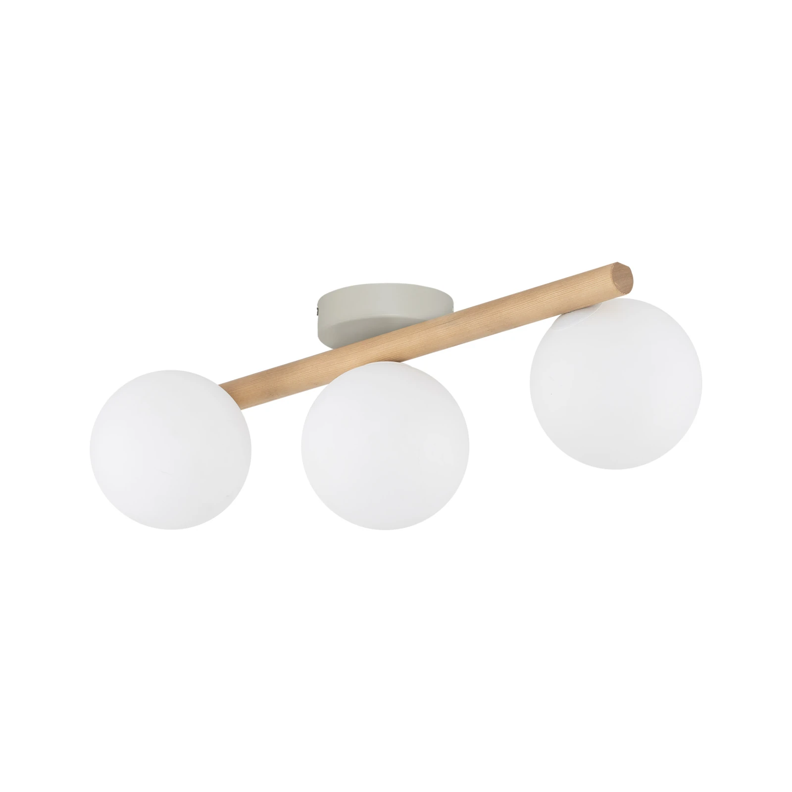 ESTERA Wood ceiling light 3-light – white, natural accent