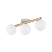 ESTERA Wood ceiling light 3-light – white, natural accent - Image 2