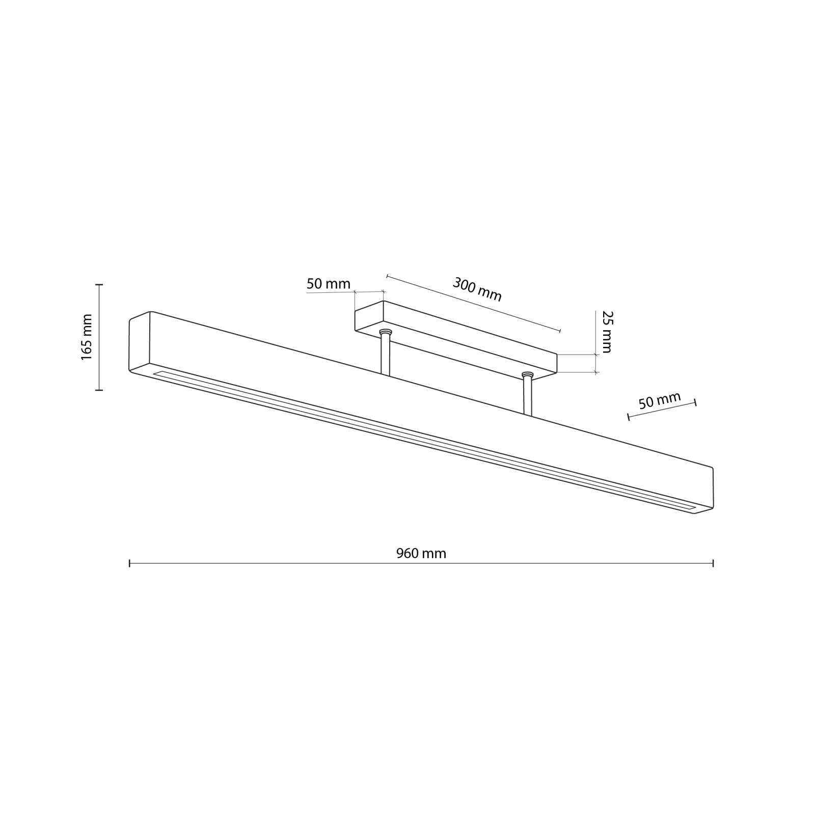 LED ceiling light 22 W – linear, pine and black, warm light