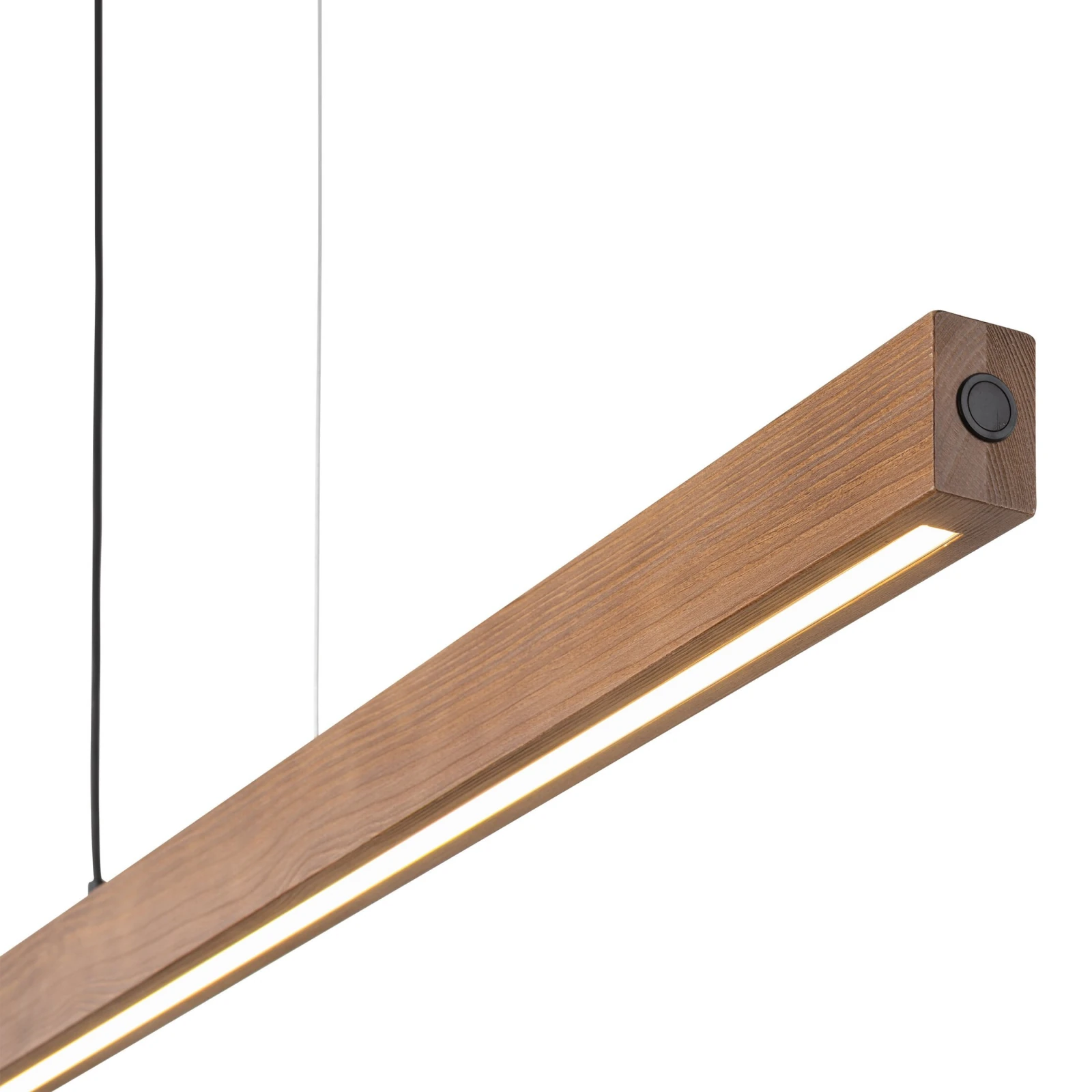 LED pendant light 13 W – linear, walnut and black, warm dimmable glow