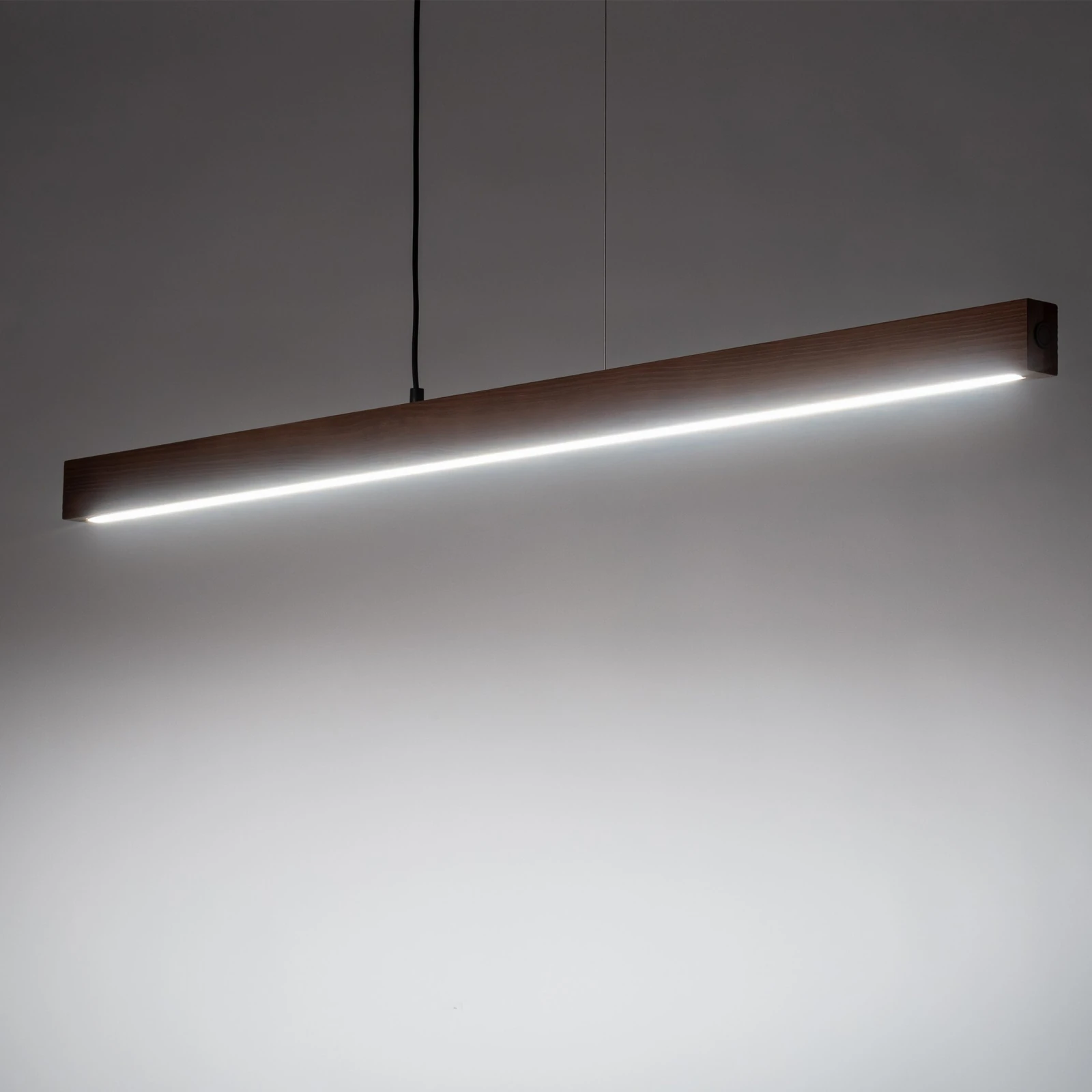 LED pendant light 13 W – linear, walnut and black, warm dimmable glow