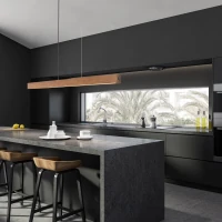 LED pendant light 13 W – linear, walnut and black, warm dimmable glow - Image 3