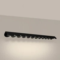 Pakabinamas šviestuvas 131 cm – linijinis, juodas, šiltos LED šviesos - Nuotrauka 1