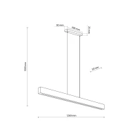LED pakabinamas šviestuvas 126 cm, juodas su medžio detale - Nuotrauka 2