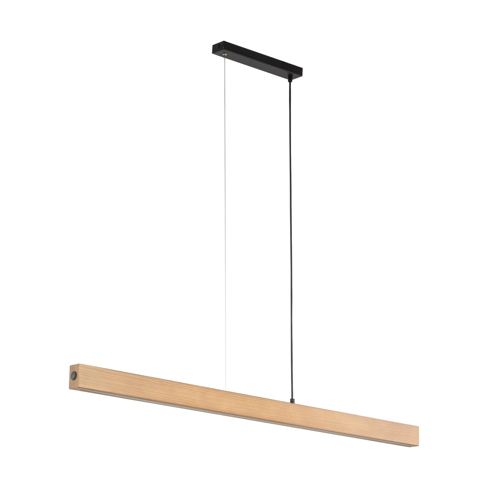 LED pakabinamas šviestuvas 126 cm, juodas su medžio detale