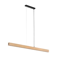 LED pakabinamas šviestuvas 126 cm, juodas su medžio detale - Nuotrauka 1