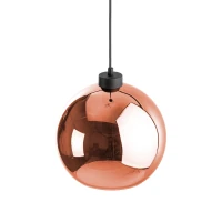 E27 pendant light – round copper glass shade, black suspension - Image 3
