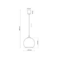 E27 pendant light – round copper glass shade, black suspension - Image 6