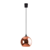 E27 pendant light – round copper glass shade, black suspension - Image 7