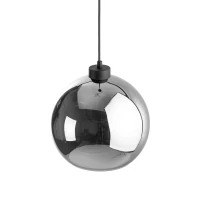 E27 pendant light – round graphite glass shade, black fitting - Image 3