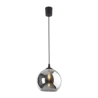 E27 pendant light – round graphite glass shade, black fitting - Image 4