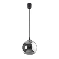E27 pendant light – round graphite glass shade, black fitting - Image 5