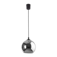 E27 pendant light – round graphite glass shade, black fitting - Image 2