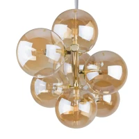 Pendant light 7xG9 – linear, gold, amber glass globes - Image 5