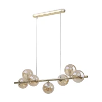 Pendant light 7xG9 – linear, gold, amber glass globes - Image 2