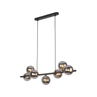 Pendant light 90 cm – linear, black, 7 graphite glass globes - Image 3