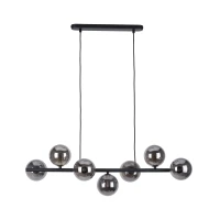 Pendant light 90 cm – linear, black, 7 graphite glass globes - Image 5
